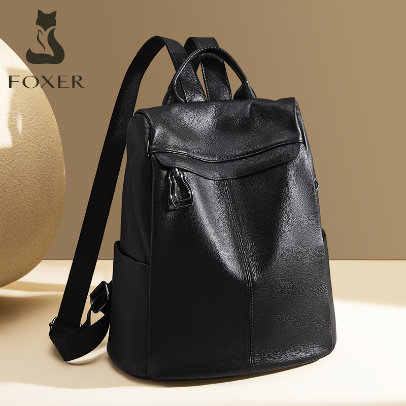 Travel Backpack Anti Theft - FOXER Rucksack aus echtem Leder für
