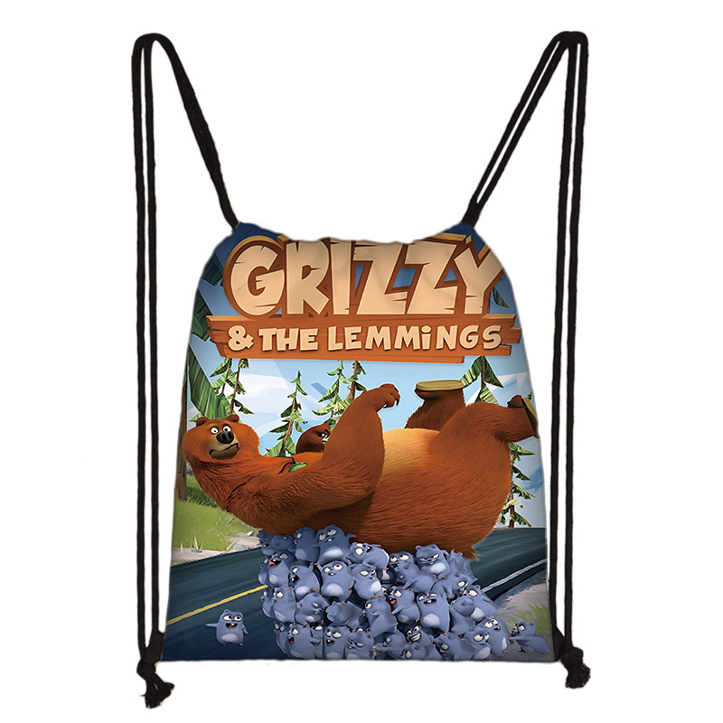 Fashion Backpack Women - Kind bedruckter Kordelzug für Cartoon Grizzy