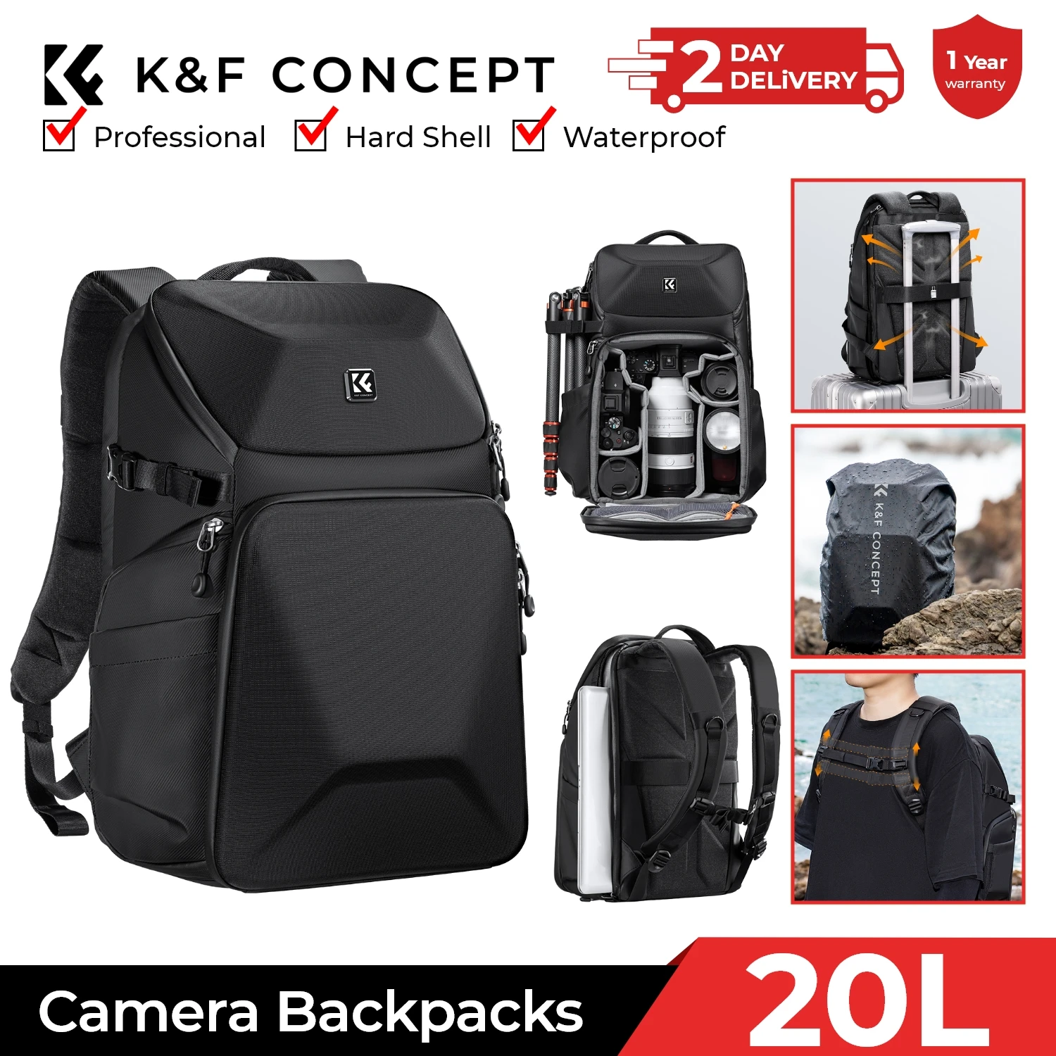 K&F CONCEPT 20L Kamerarucksack – Laptop Backpack 15.6 Bewertung und Preis